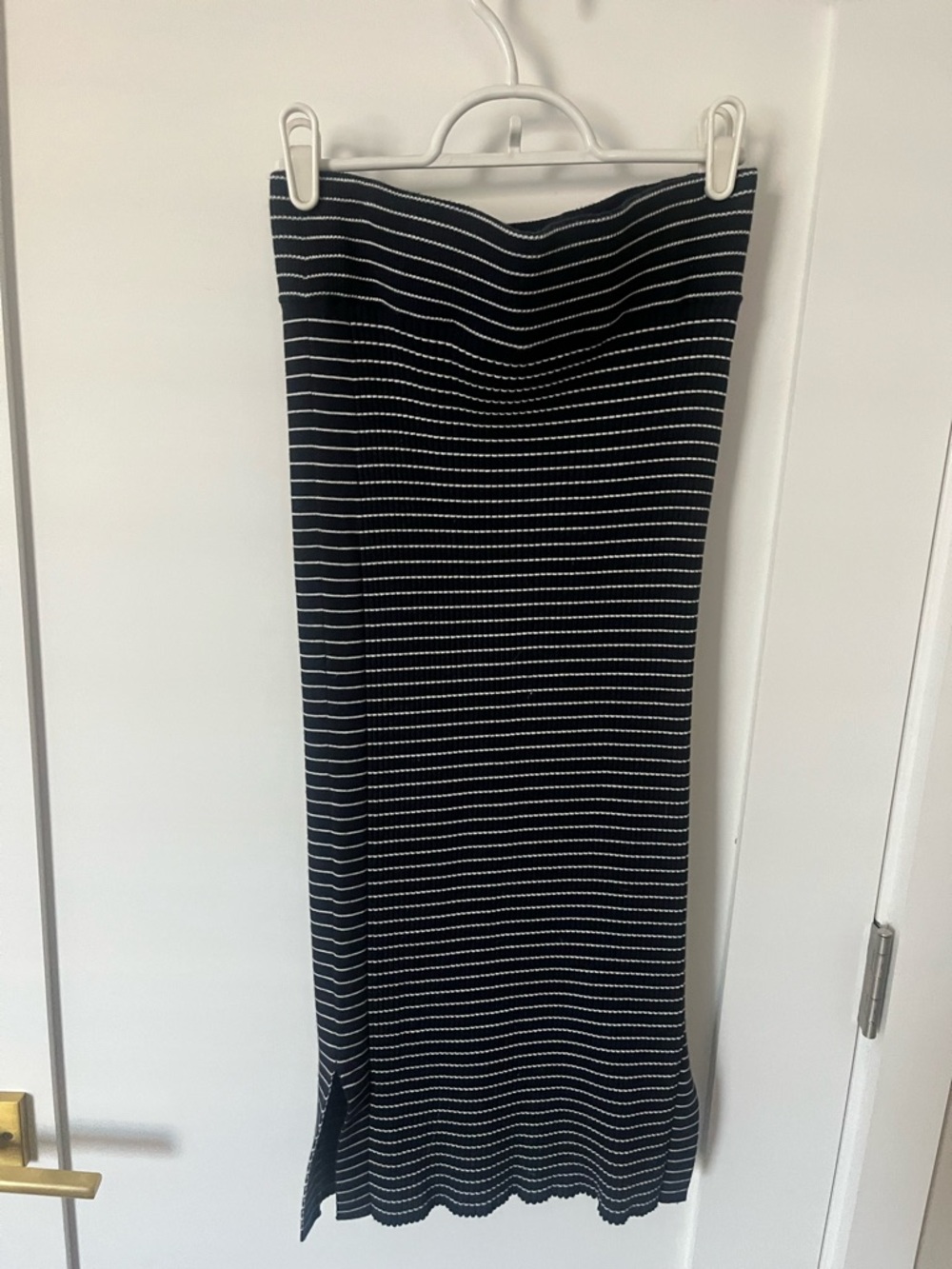 Club Monaco Navy and White Striped Midi Skirt